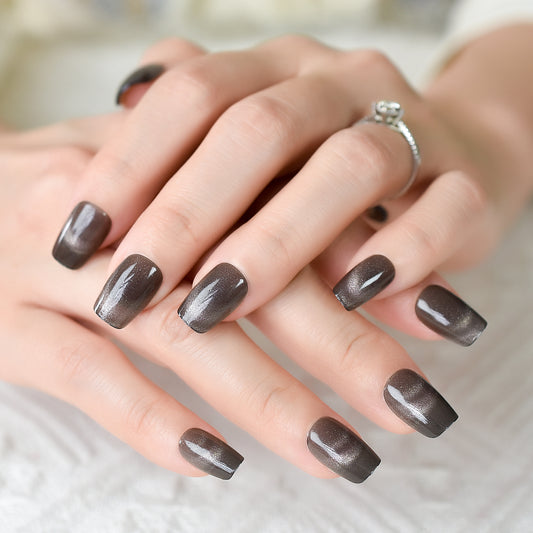 Handgefertigte Press-Ons Gelee Rose Gel Kristall Petie Sargnägel