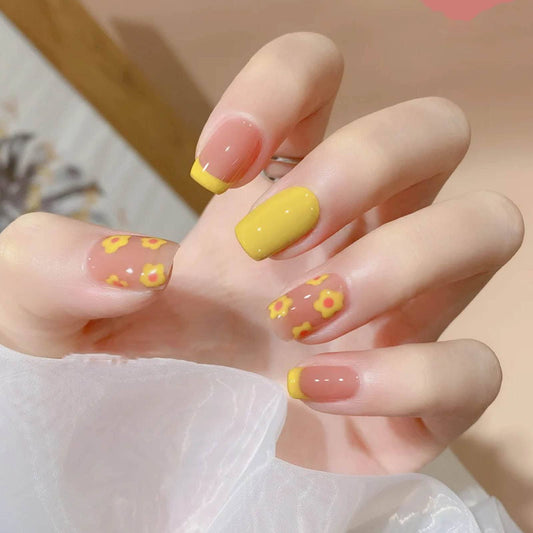 Short Round Flower Pattern Yellow L6462