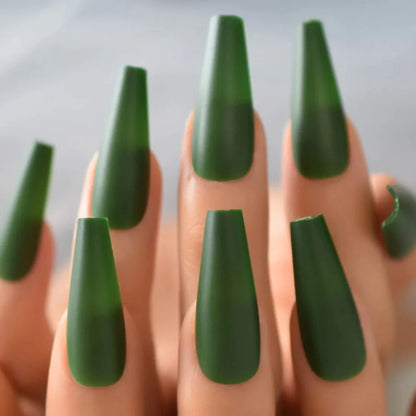 Long Coffin Matte Solid Color Green L5780