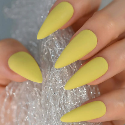 Long Stiletto Solid Color Yellow L6271