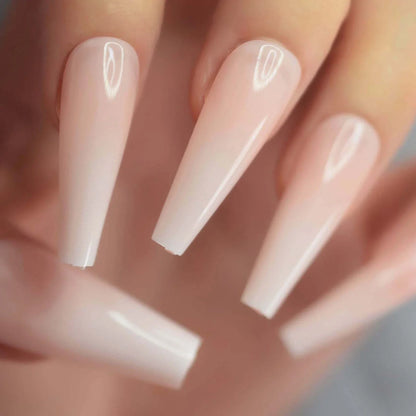 Long Coffin Ombre French Tips L5865