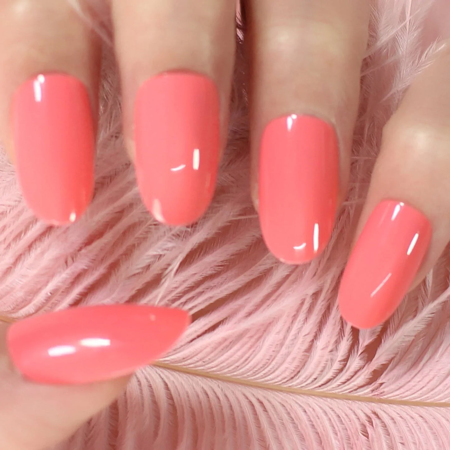 Short Squoval Solid Color Peach L6326