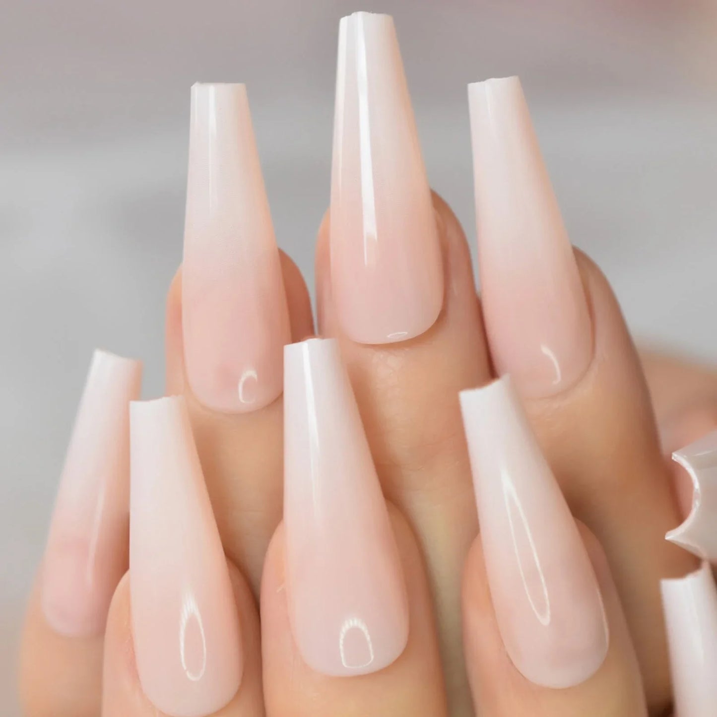 Long Coffin Ombre French Tips L5865