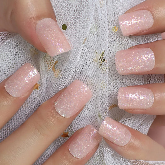 Short Square Pink Glitter L6309