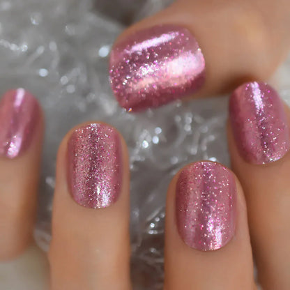 Short Round Purple Glitter L5542