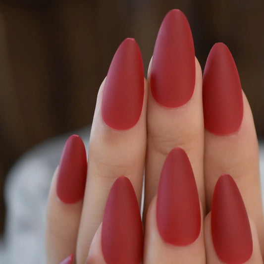 Medium Almond Matte Solid Color Red L5843