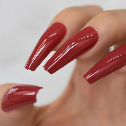 Medium Coffin Glossy Solid Red L5947