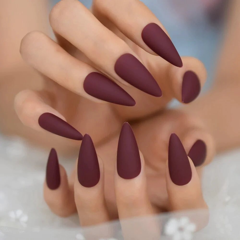 Medium Almond Matte Solid Color Purple L5714