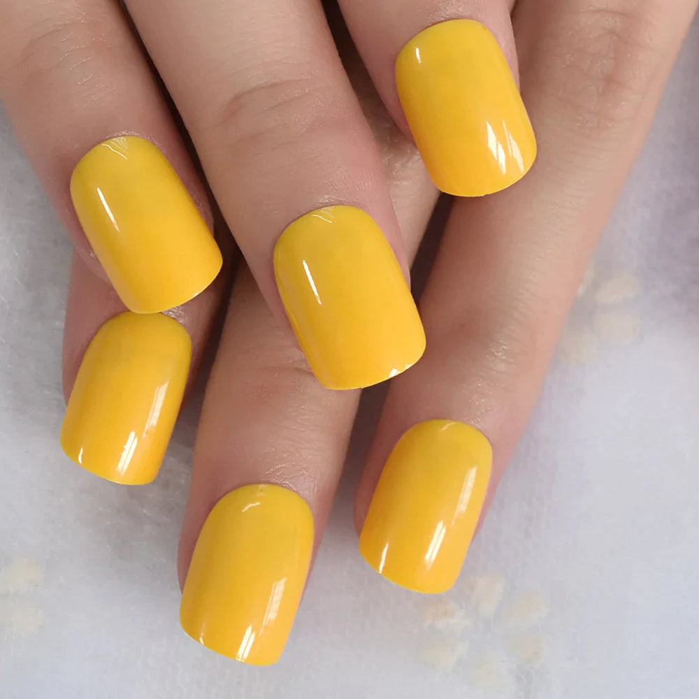 Short Round Solid Color Yellow L5754