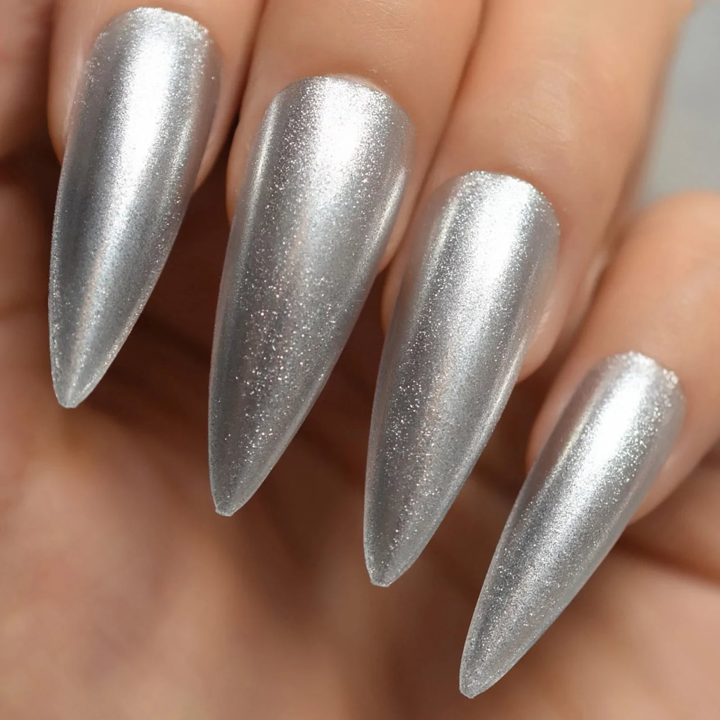 Long Stiletto Sliver Glitter L6126