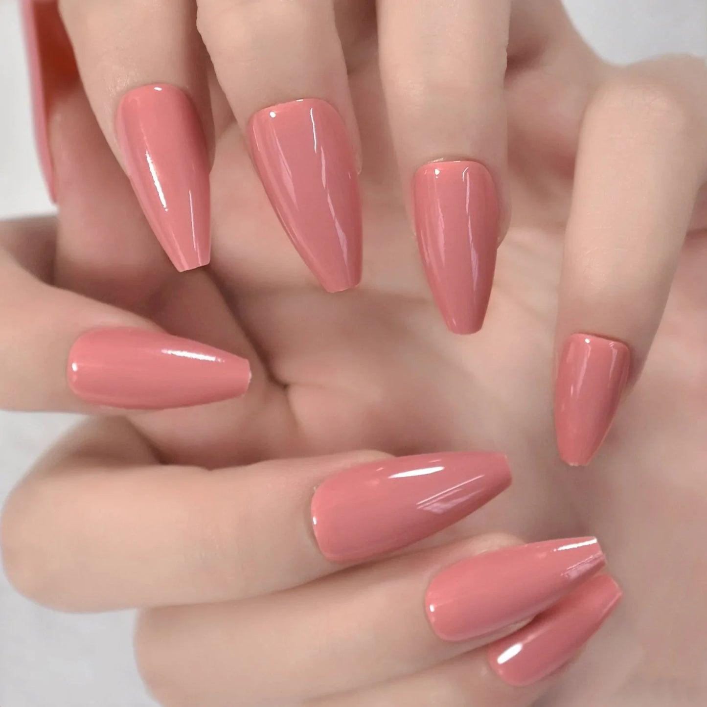 Long Coffin Solid Color Pink L6381