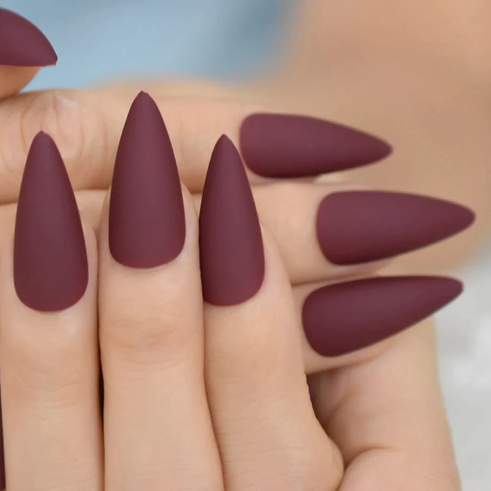 Medium Almond Matte Solid Color Purple L5714