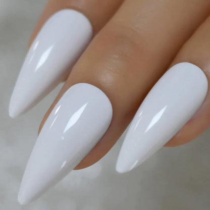 Medium Stiletto Solid Color White L5614