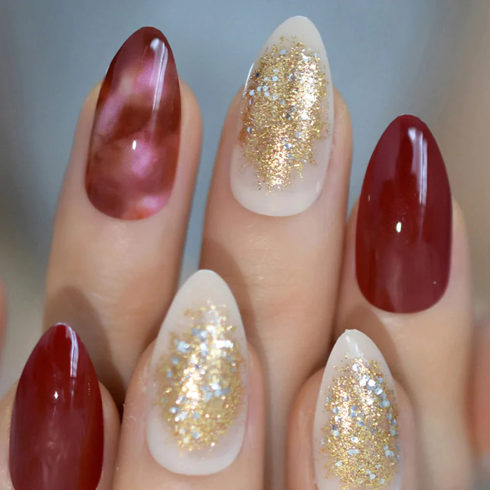 Medium Almond Glitter Designed L5766