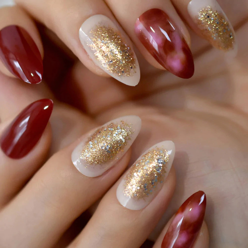 Medium Almond Glitter Designed L5766