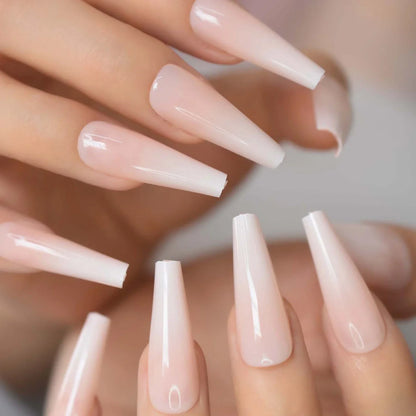 Long Coffin Ombre French Tips L5865