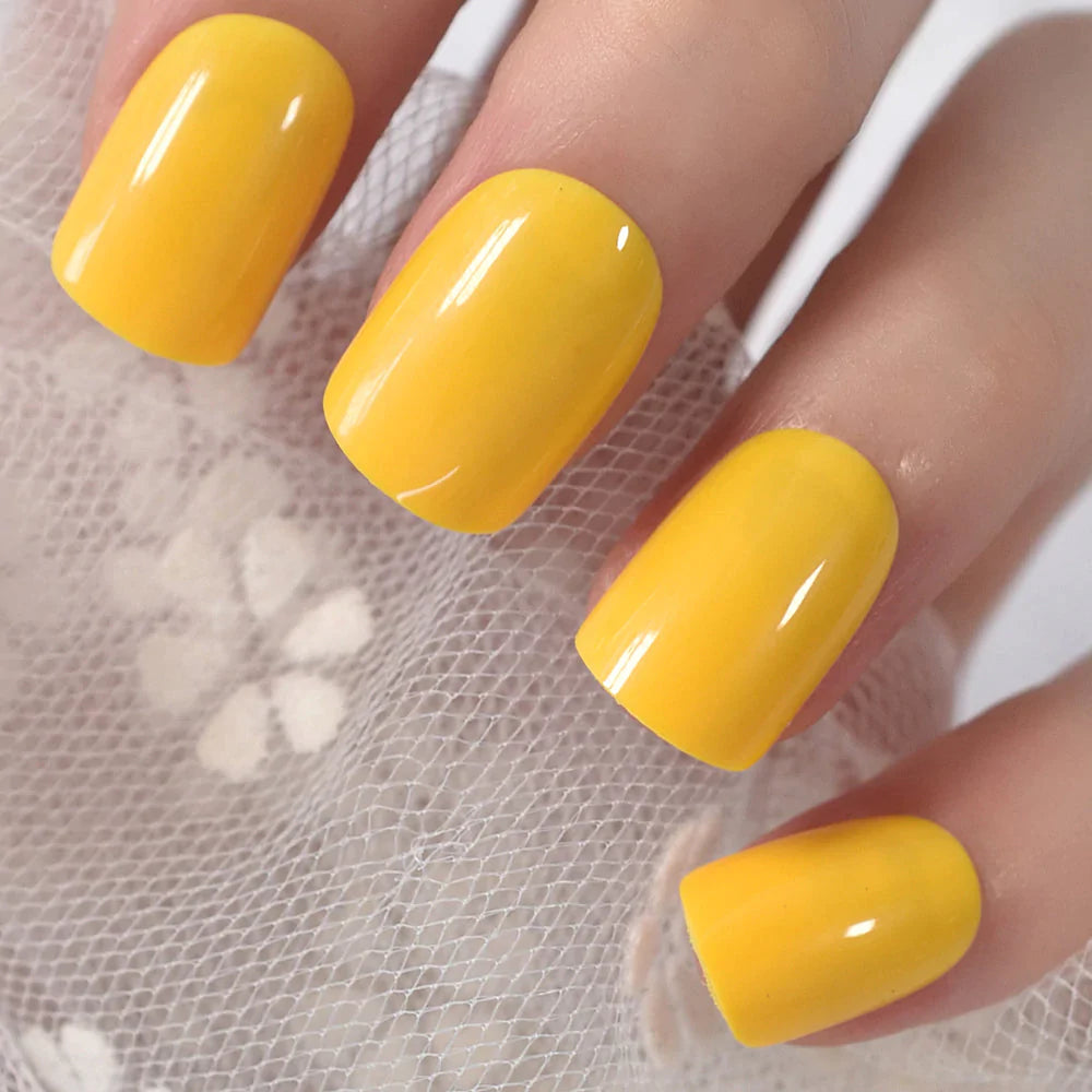 Short Round Solid Color Yellow L5754