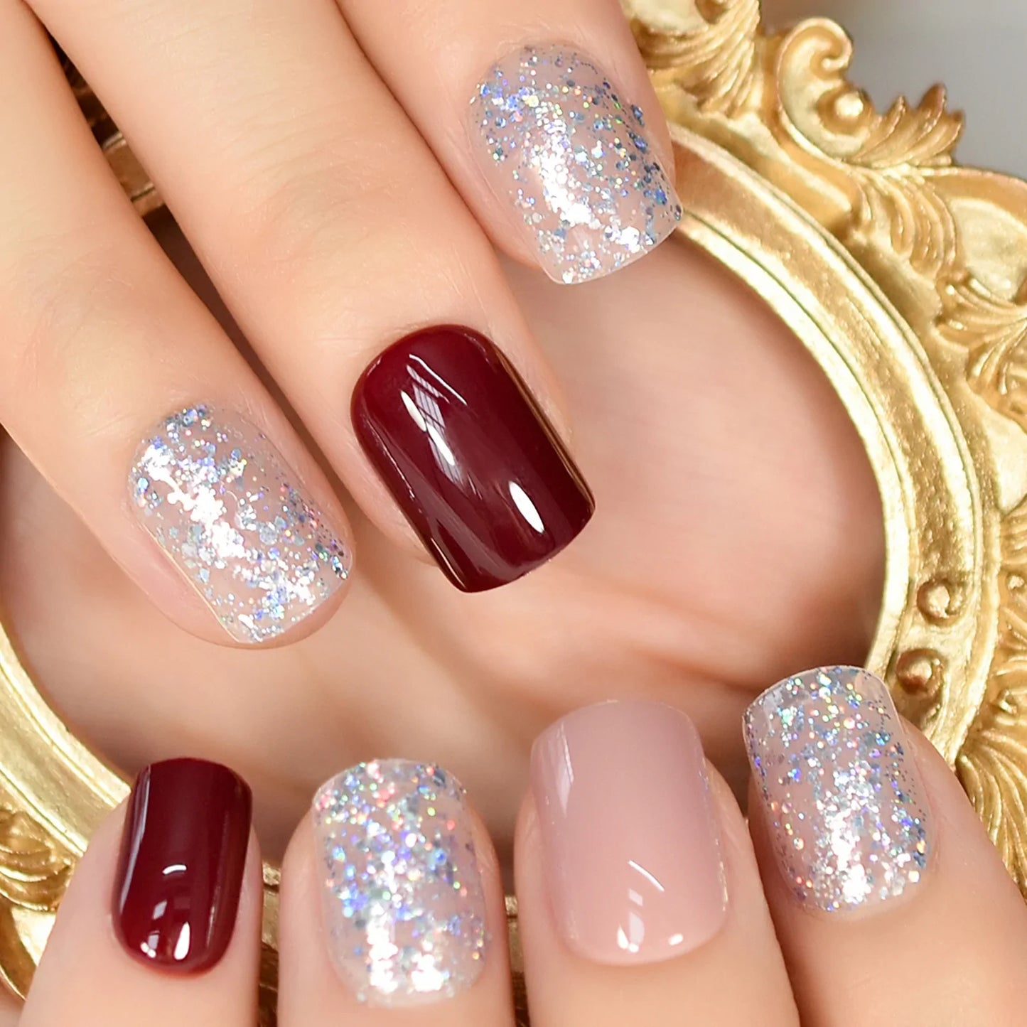 Short Squoval Glitter HOT Designed L6490