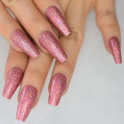 Medium Coffin Full Cover Glitter Pink L5861