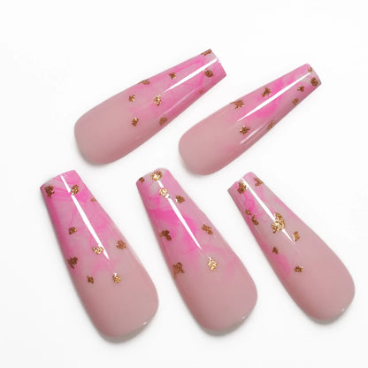 XXL Long Coffin Glitter Pink Designed L5858