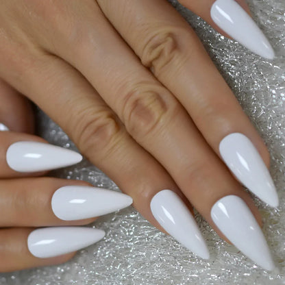 Medium Stiletto Solid Color White L5614