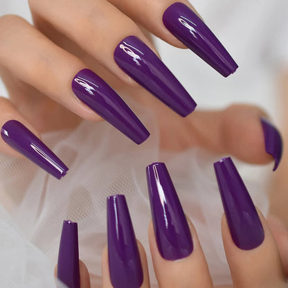 XXL Long Coffin Solid Color Purple L5966