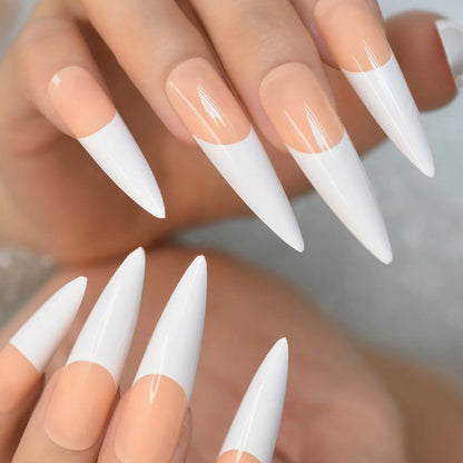 XXL Long Stiletto French Tips L6154