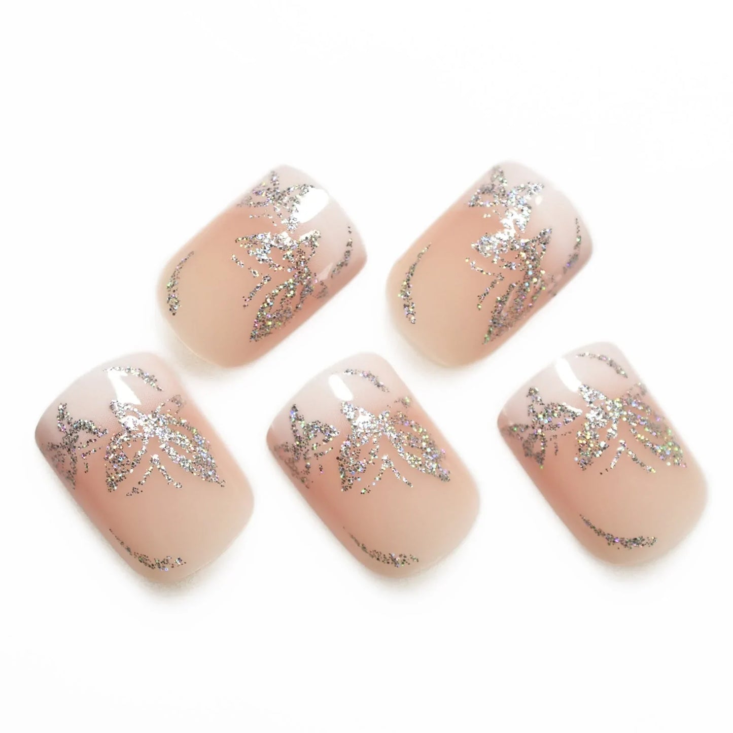 Short Squoval Glitter French L5859