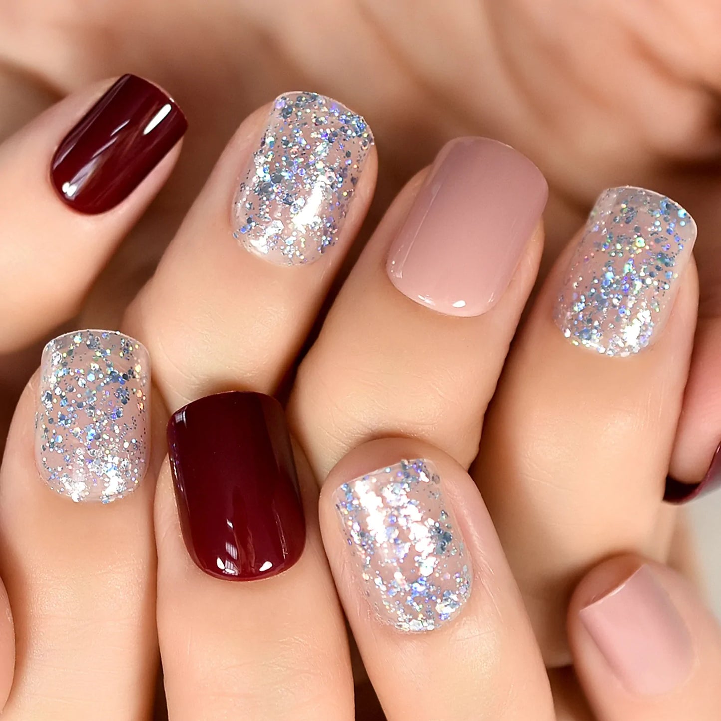 Short Squoval Glitter HOT Designed L6490