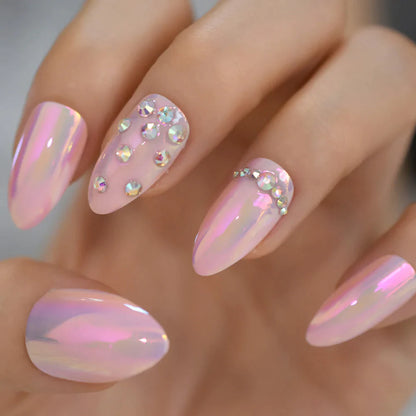 Medium Almond Chrome Pink Diamond L5767