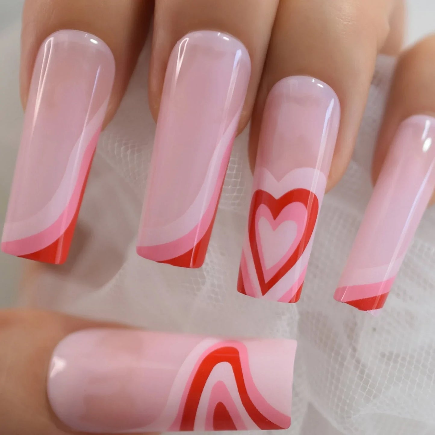 XXL Long Square Pink Heart L6221