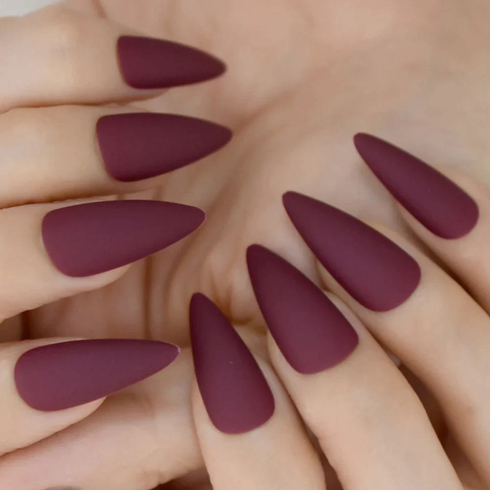 Medium Almond Matte Solid Color Purple L5714