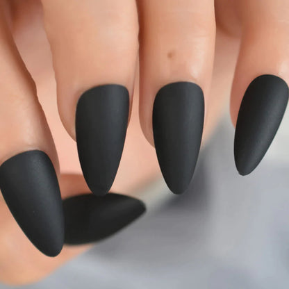 Medium Almond Matte Solid Color Black L5787