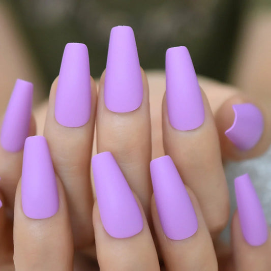 Medium Coffin Matte Solid Color Purple L5703