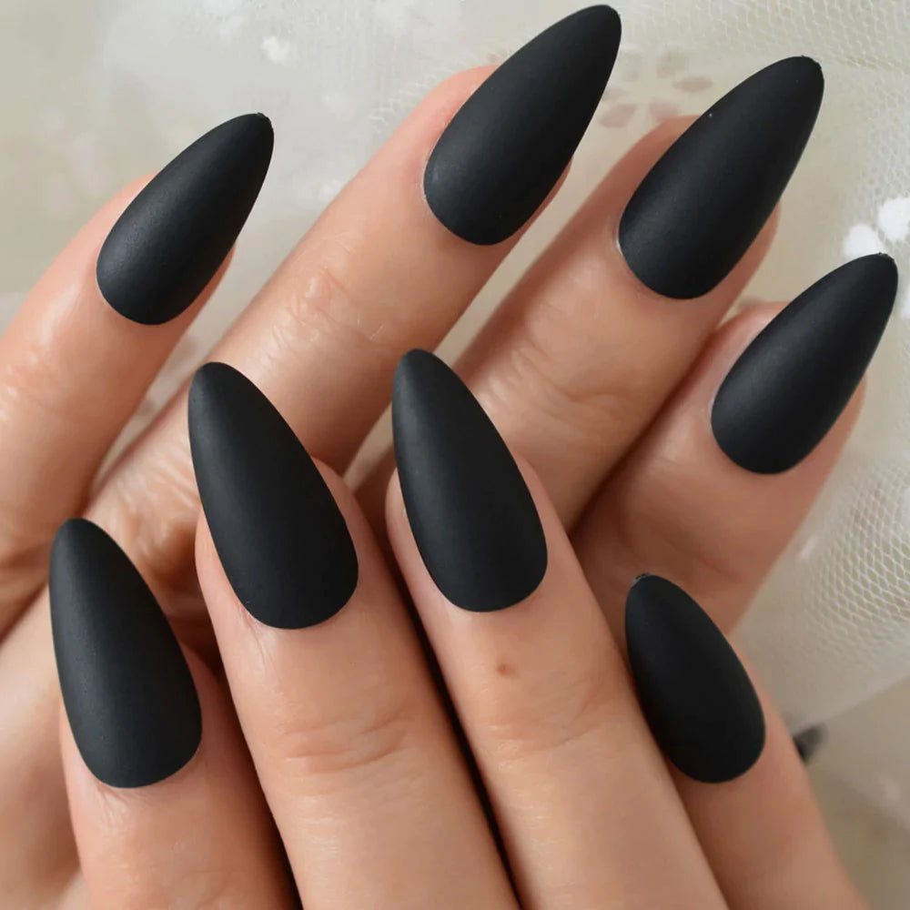 Medium Almond Matte Solid Color Black L5787