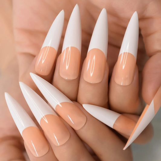 XXL Long Stiletto French Tips L6154