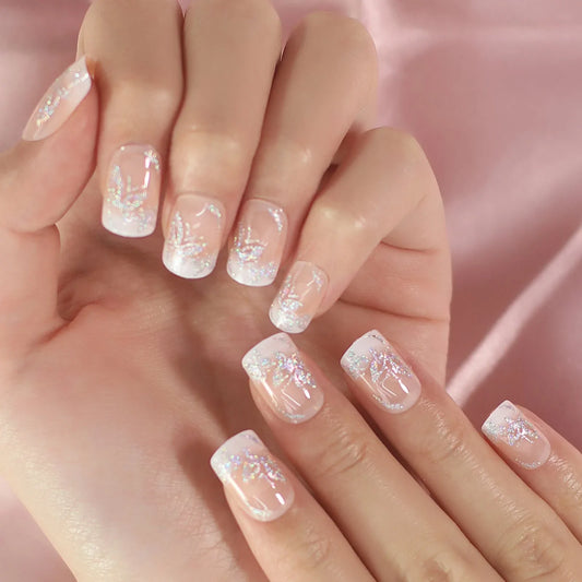 Short Squoval Glitter French L5859