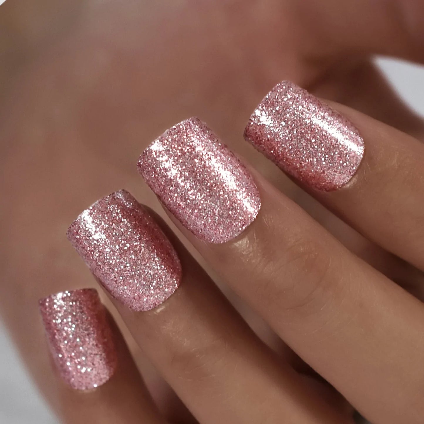 Short Square Pink Glitter L6410