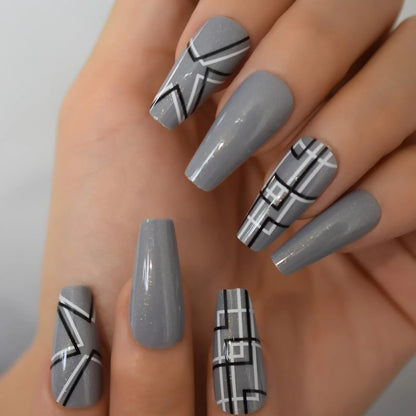 Medium Coffin Gray Grid Pattern L5944