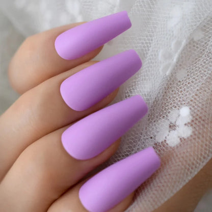 Medium Coffin Matte Solid Color Purple L5703