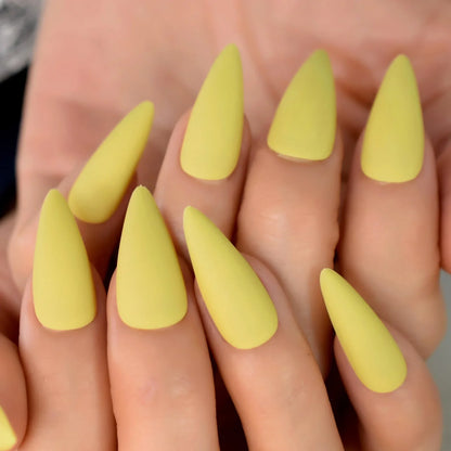 Long Stiletto Solid Color Yellow L6271