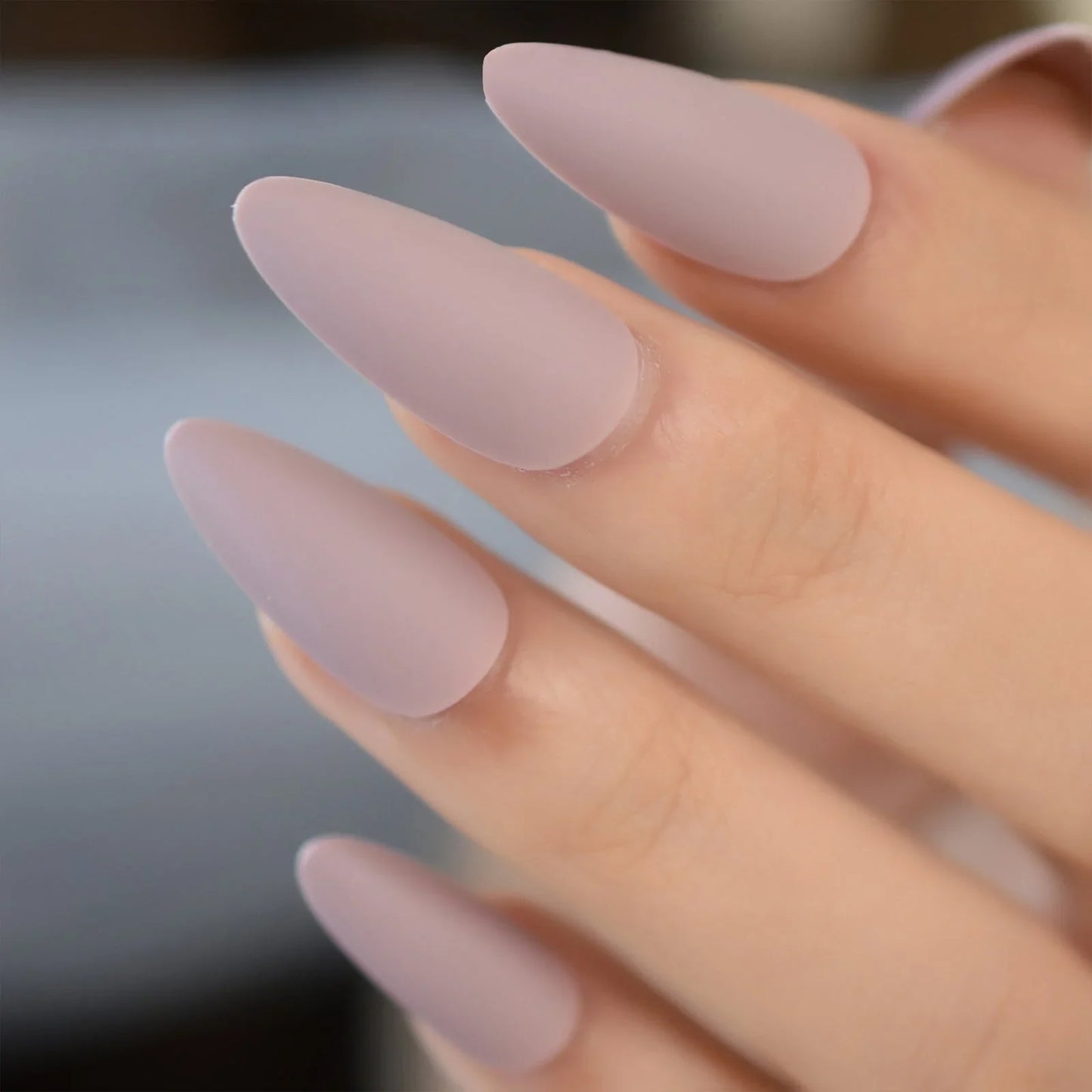 Medium Almond Matte Solid Color Gray L5846