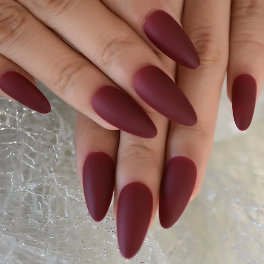 Medium Almond Matte Solid Color Red L5844