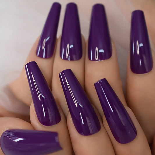 XXL Long Coffin Solid Color Purple L5966