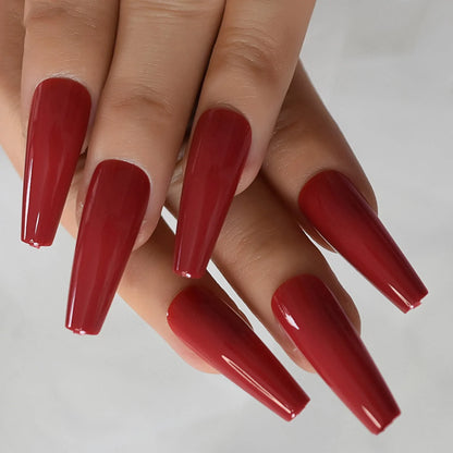 Medium Coffin Glossy Solid Red L5947