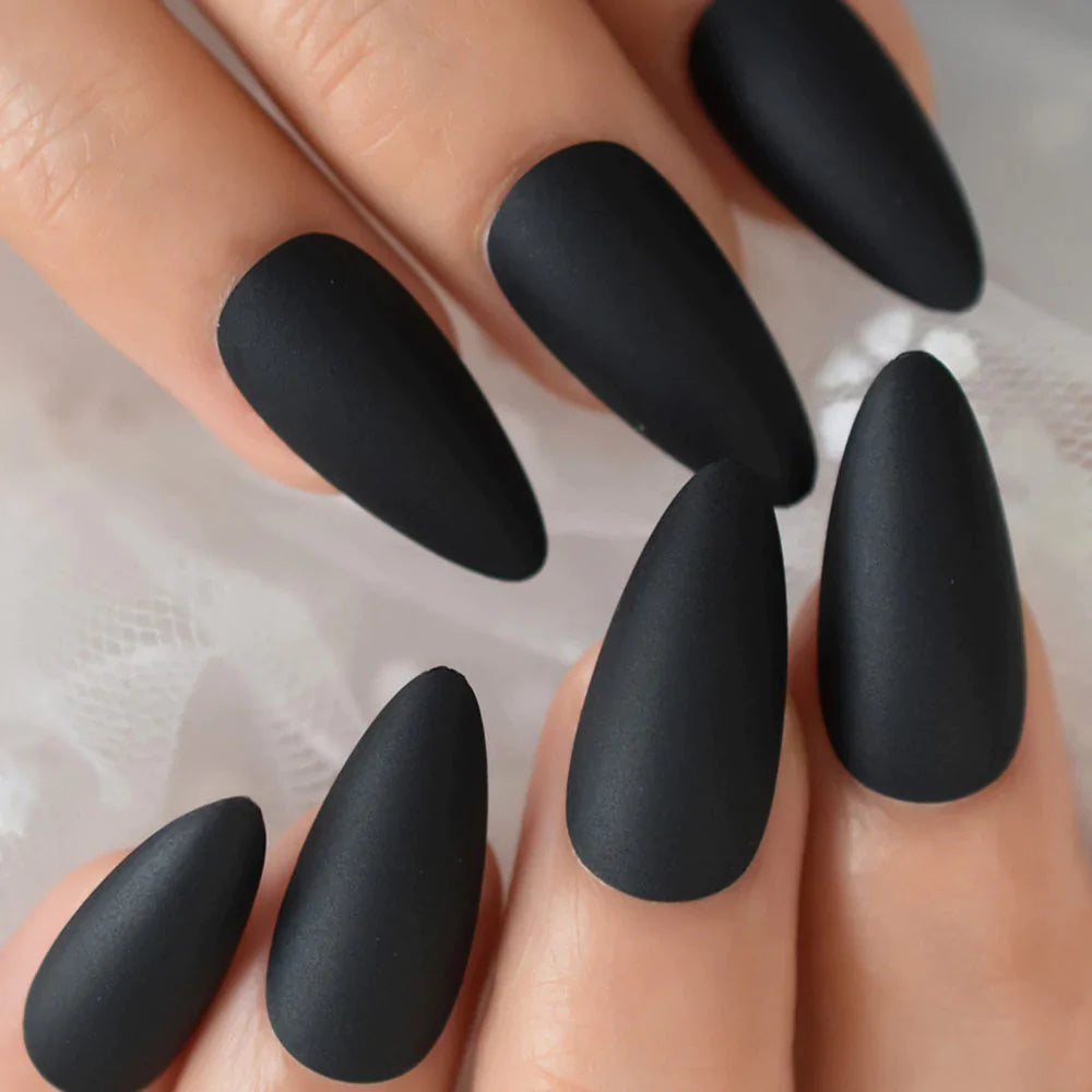 Medium Almond Matte Solid Color Black L5787