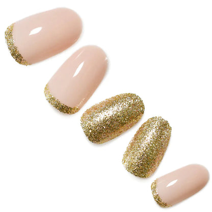 Short Almond Golden Glitter L5771